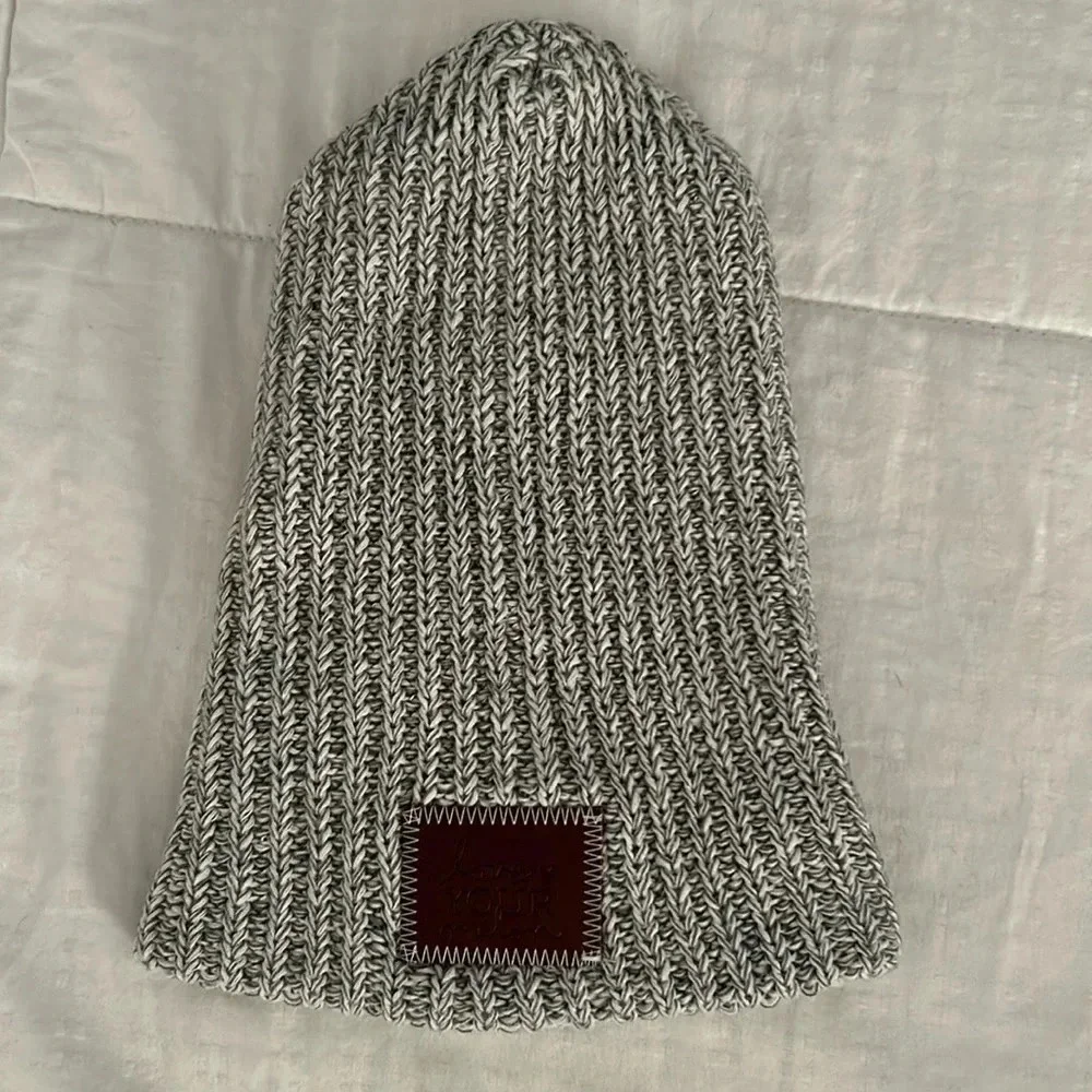 Love Your Melon winter hat white speckled beanie hat gray